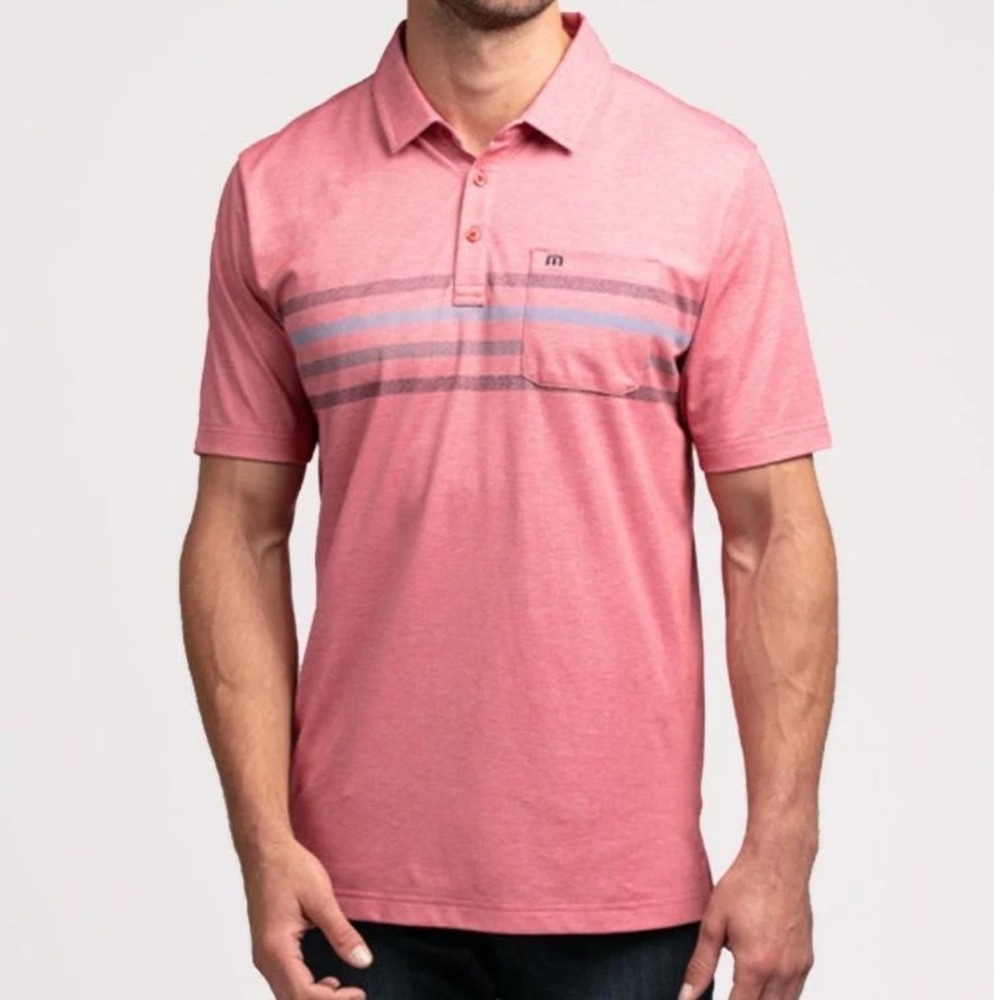 Travis Mathew Heather Red Pima Cotton Polo, Large, Casual, Golf, Performance